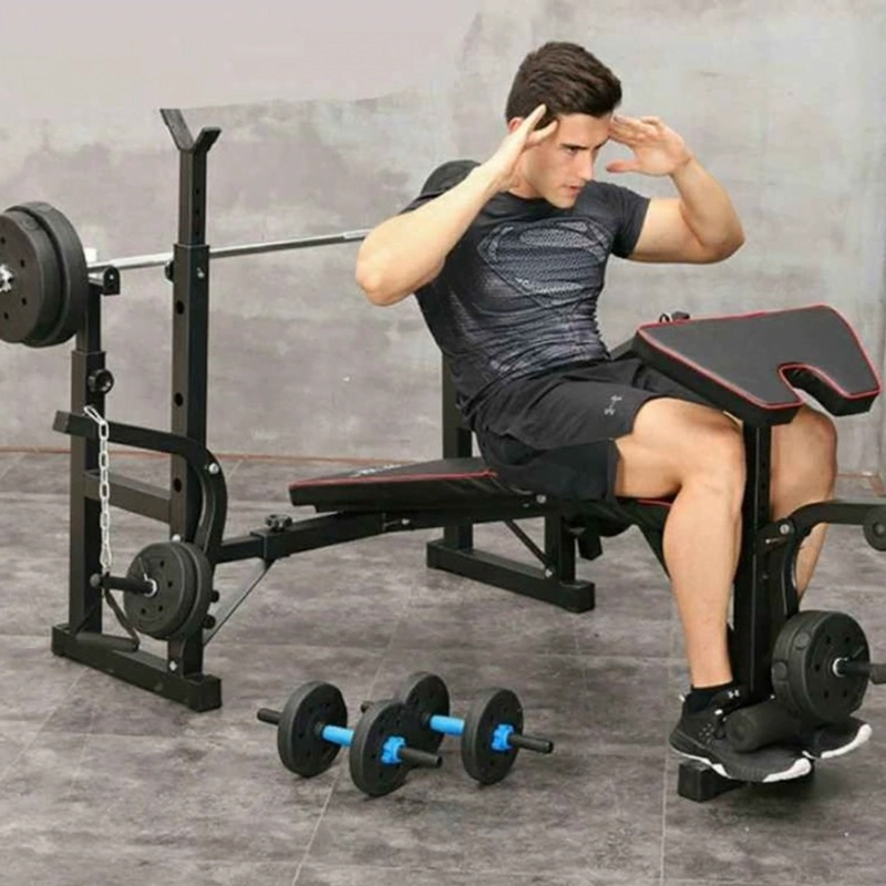 BANCO PARA PESAS DE DOBLE RACK PROFESIONAL MULTIFUNCIONAL BANCA GYM - 4