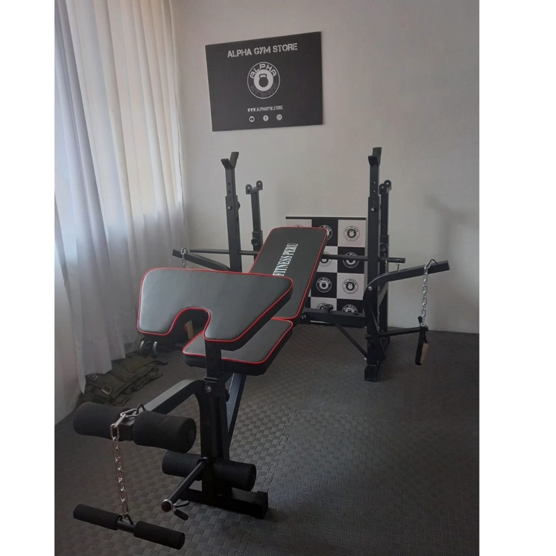 BANCO PARA PESAS DE DOBLE RACK PROFESIONAL MULTIFUNCIONAL BANCA GYM - 5