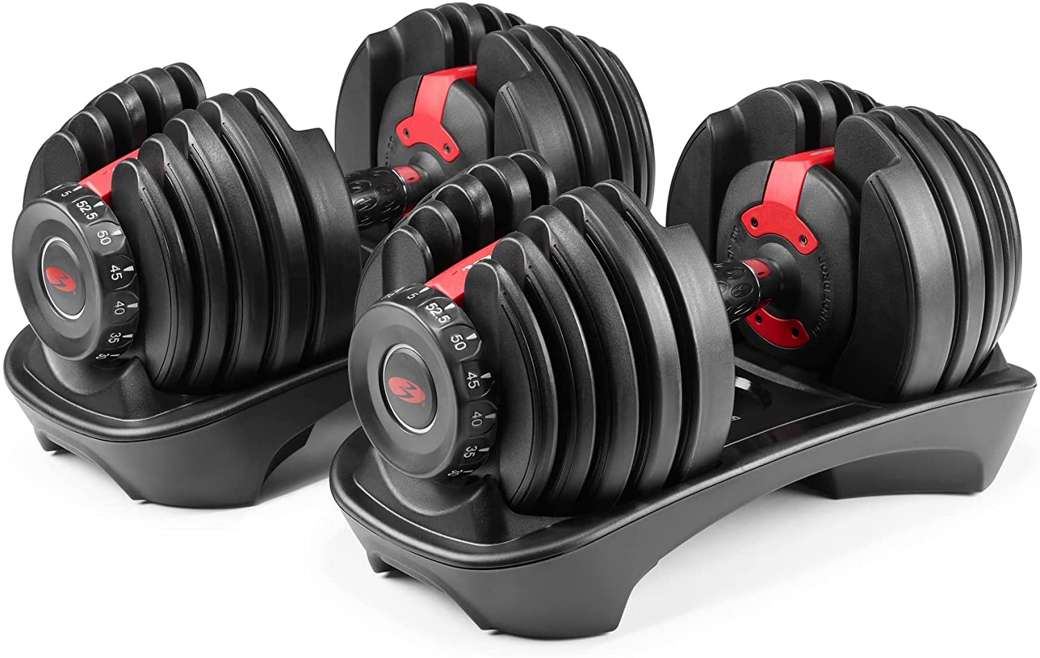 MANCUERNAS ALPHA GYM 5-48KG DUMBELLS PAR AJUSTABLE PESAS PRENSA NEGRO - 1
