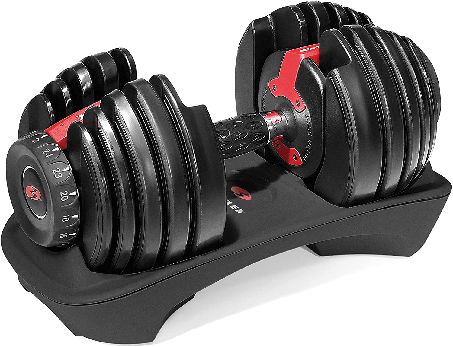 MANCUERNAS ALPHA GYM 5-48KG DUMBELLS PAR AJUSTABLE PESAS PRENSA NEGRO - 4