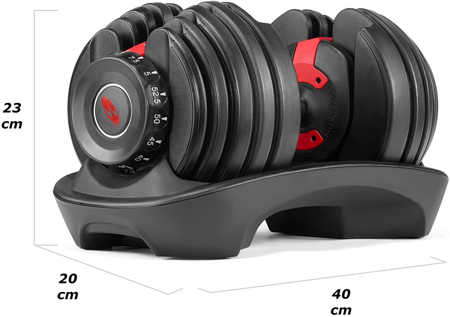 MANCUERNAS ALPHA GYM 5-48KG DUMBELLS PAR AJUSTABLE PESAS PRENSA NEGRO - 5