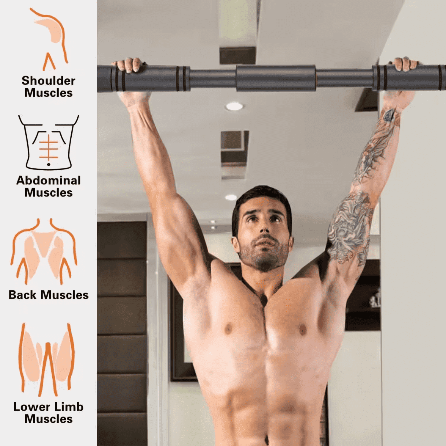 BARRA DE DOMINADAS A PRESIÓN PRO 90-120 CM PULL UP BAR PRO - 150 KG - 3