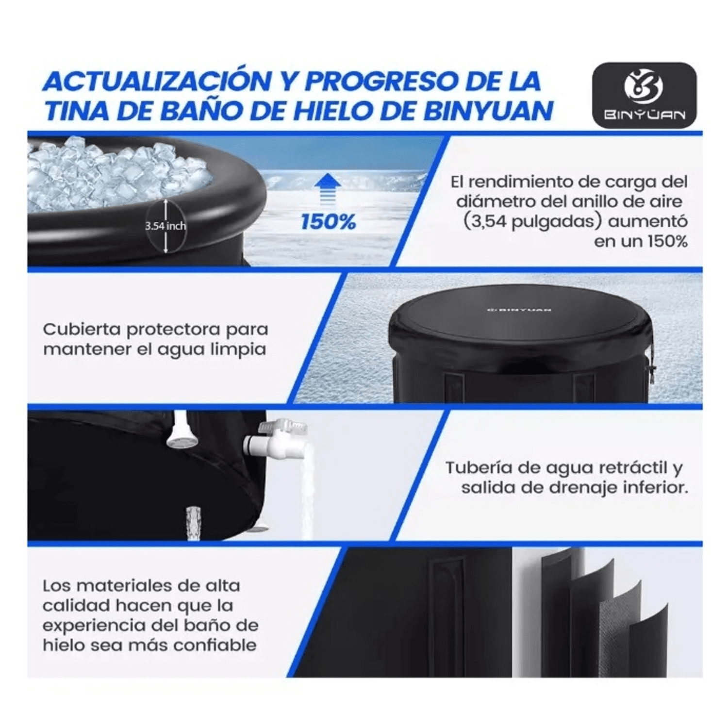 BAÑERA PORTÁTIL PLEGABLE PARA TERAPIA DE HIELO TINA DE CRIOTERAPIA Y RECUPERACIÓN MUSCULAR DEPORTIVA - 4