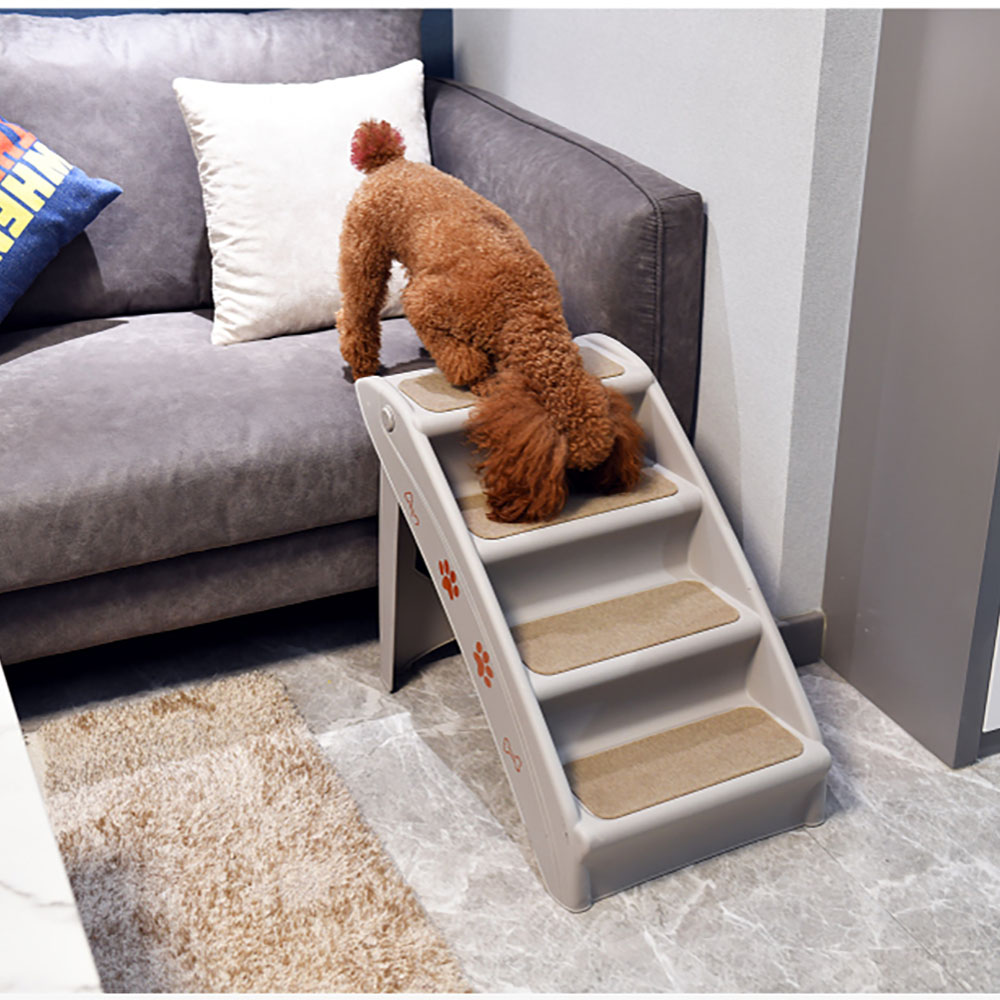 ESCALERA PLEGABLE PERROS QUE PATAS PET SHOP GRIS - 2