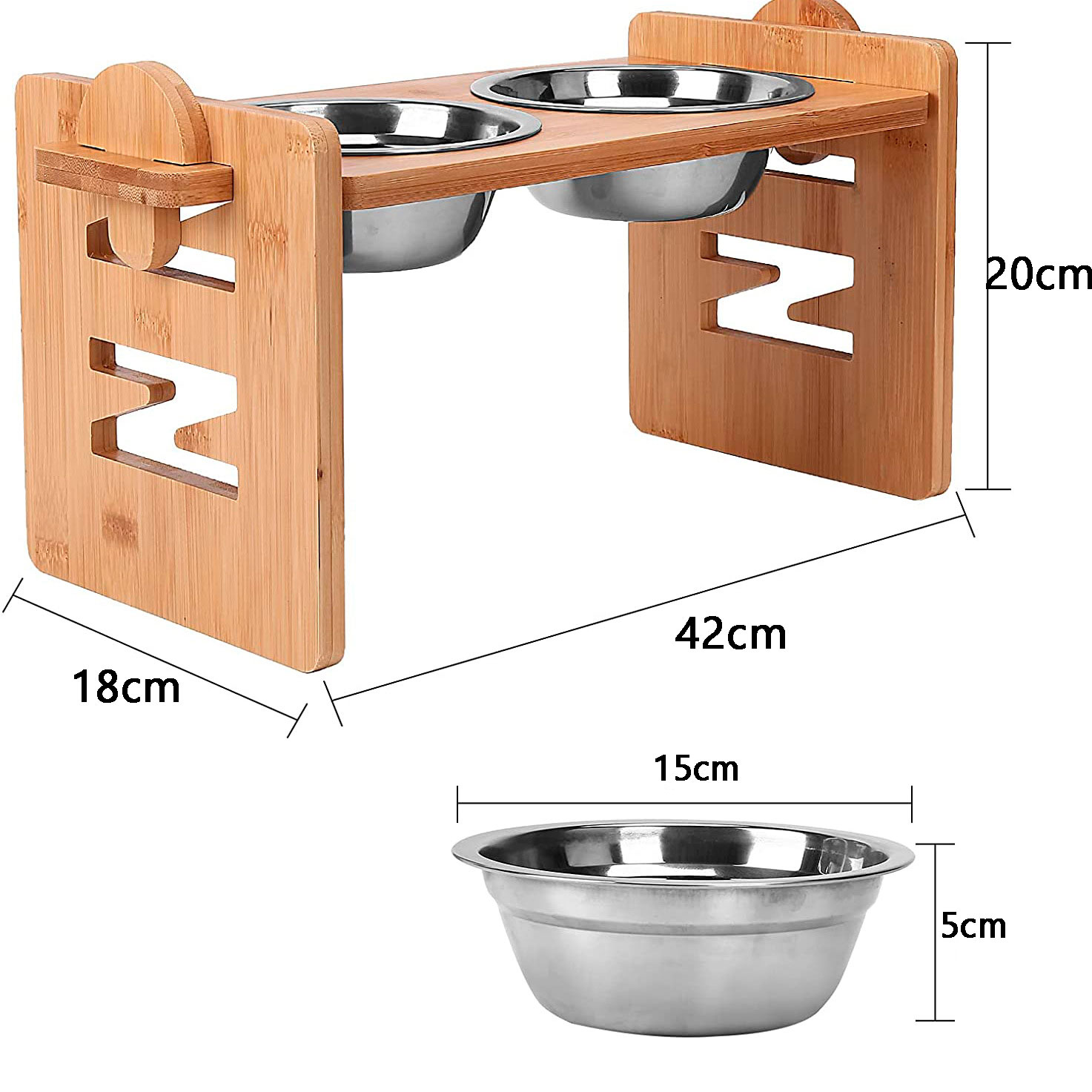 PLATO MADERA PERRO DOBLES ELEVADO QUE PATAS PET SHOP - 6