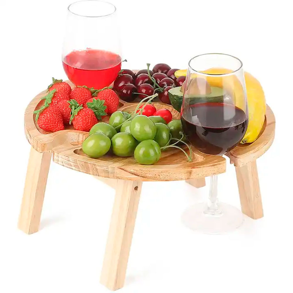 MESA PLEGABLE DE MADERA PLEGABLE PARA PIQUEOS Y VINOS - 1