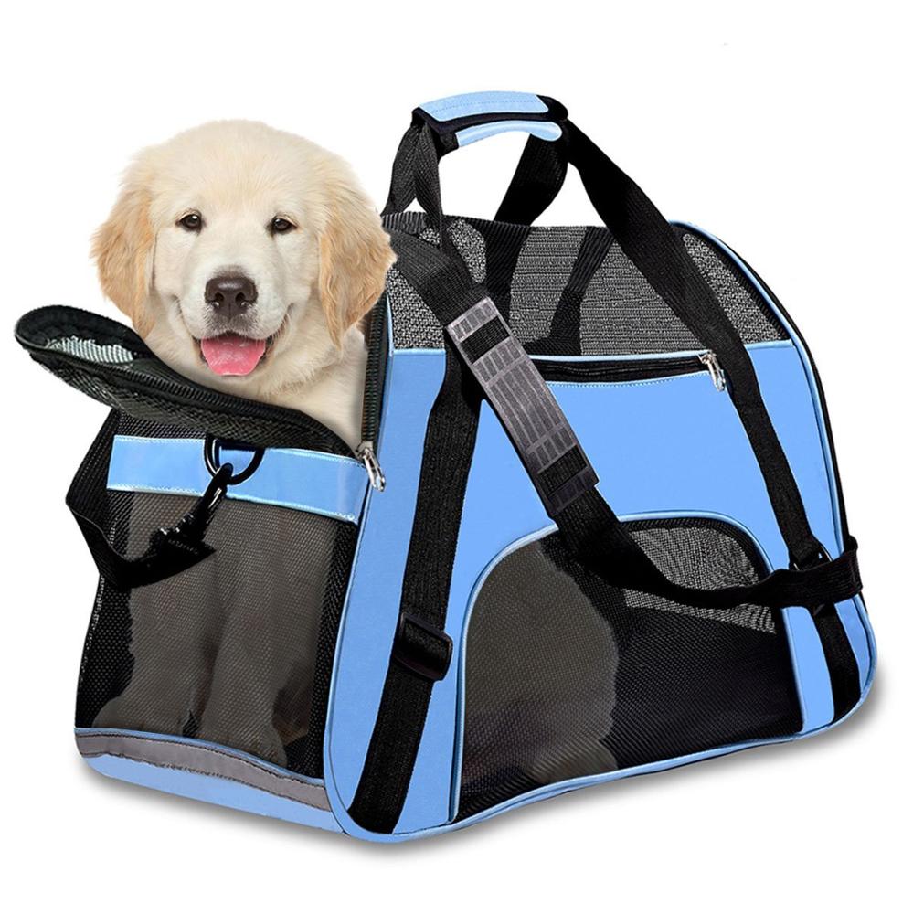 PACK X2 BOLSO TRANSPORTADOR PERROS QUE PATAS PET SHOP AZUL TALLA L - 2