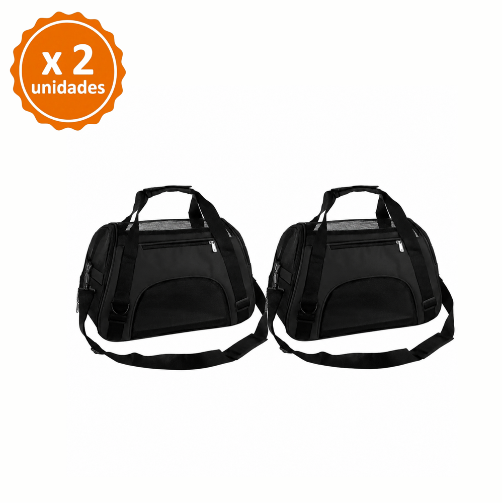 PACK X2 BOLSO TRANSPORTADOR PERROS QUE PATAS PET SHOP NEGRO TALLA L - 1