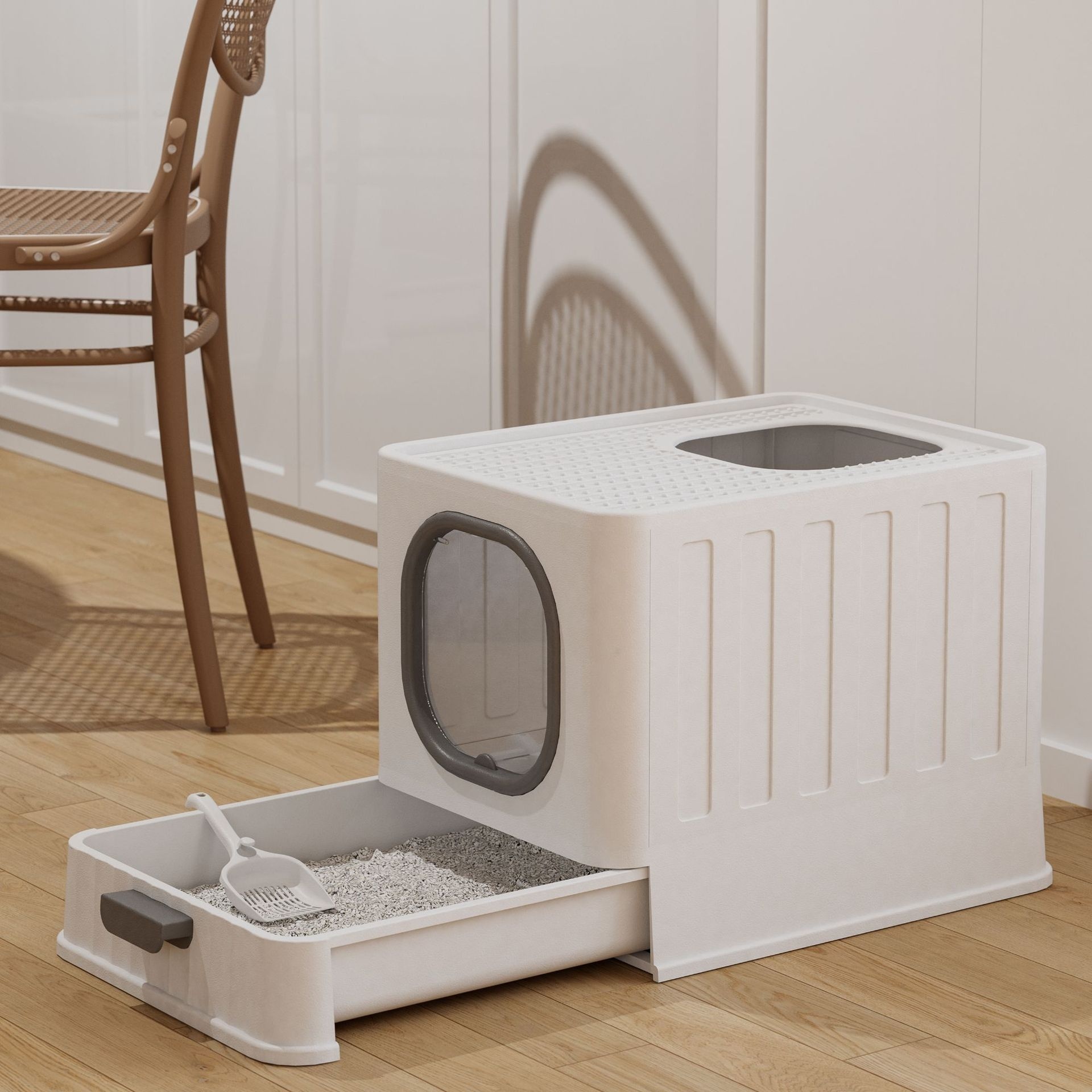 ARENERO PARA GATOS CERRADO CON PUERTA Y BASE EXTRAÍBLE - 2