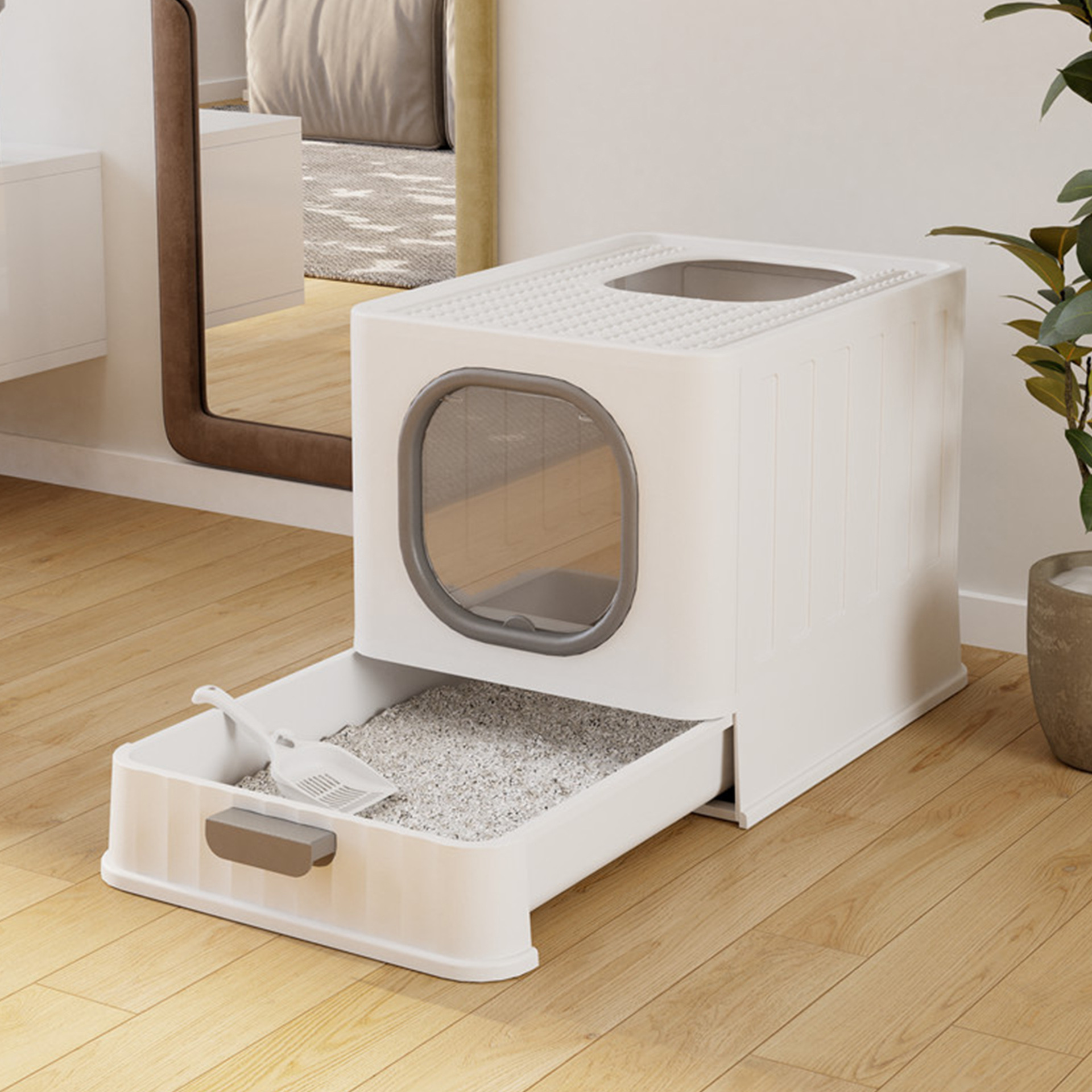 ARENERO PARA GATOS CERRADO CON PUERTA Y BASE EXTRAÍBLE - 3