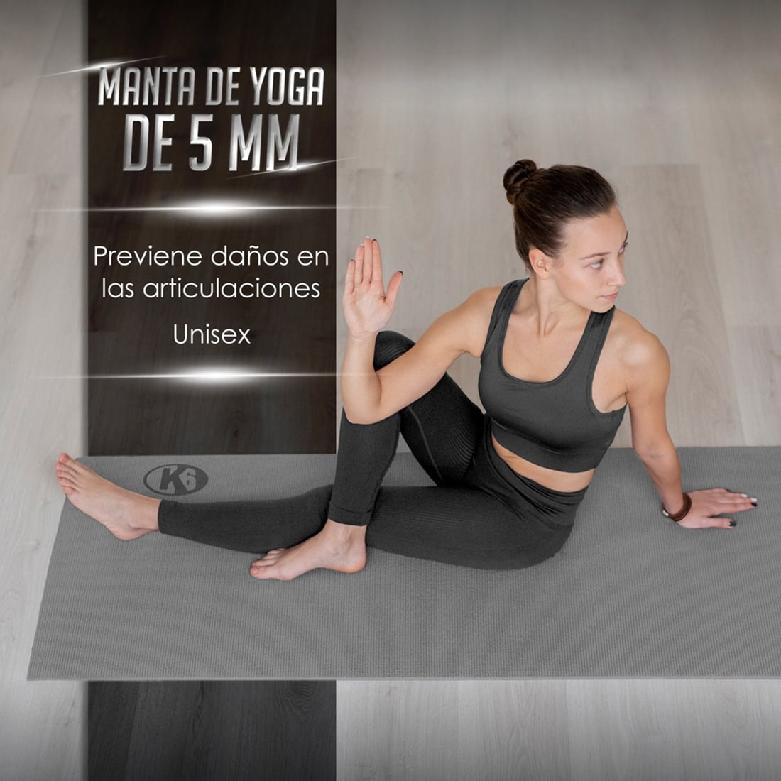 COLCHONETA YOGA MAT CON BOLSO DE 5MM K6 GRIS - 3