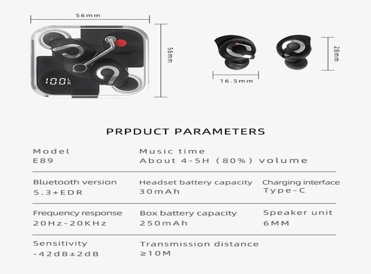 AUDÍFONOS HANDS UP IN-EAR E89 BLUETOOTH TWS - 4