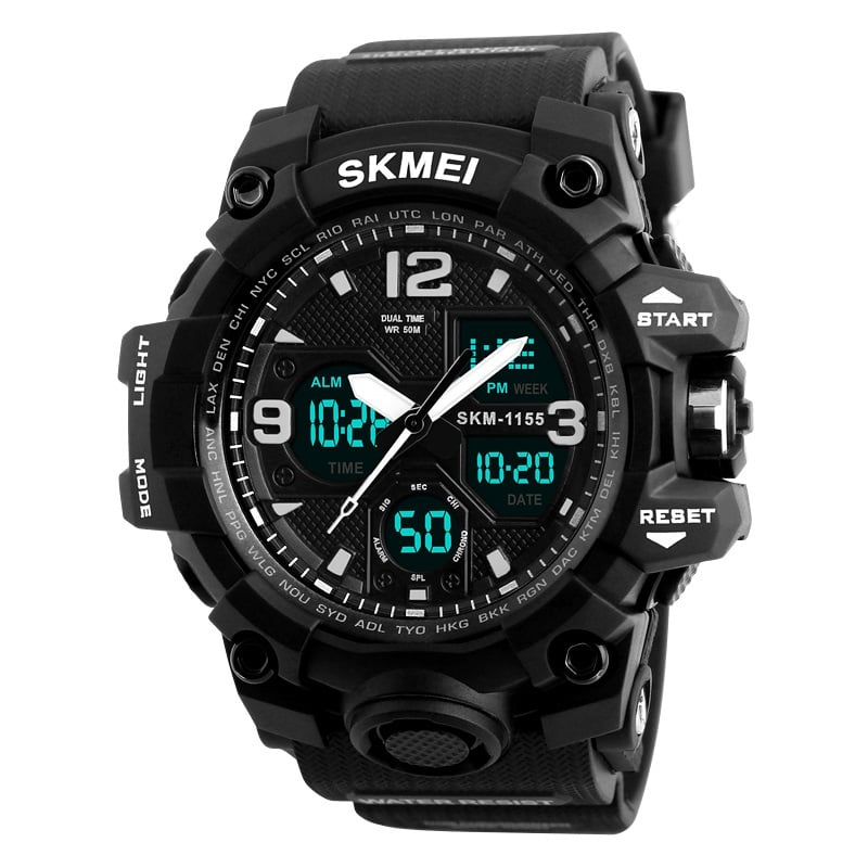 RELOJ SKMEI HOMBRE 1155BNE HIBRIDO EXTREME 1155B WATERPROOF MILITAR NEGRO - 1