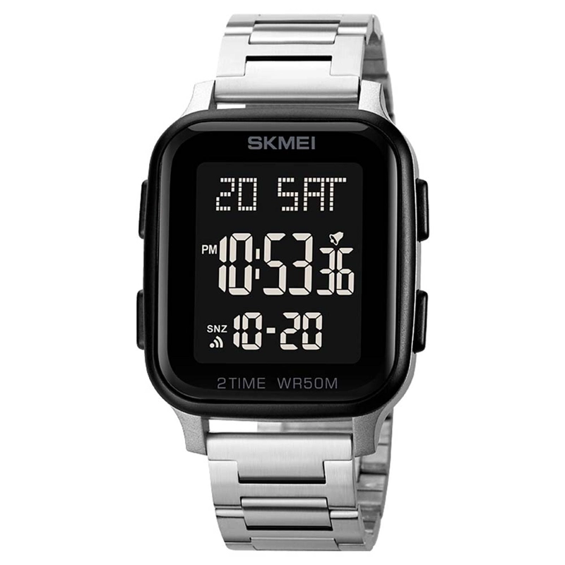RELOJ SKMEI HOMBRE DIGITAL 1859PL TIME 1859 DUAL MULTIFUNCIÓN PLATA ACERO - 1