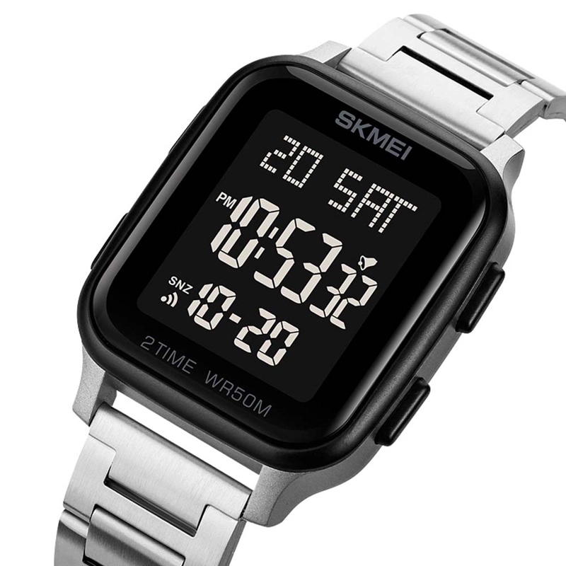 RELOJ SKMEI HOMBRE DIGITAL 1859PL TIME 1859 DUAL MULTIFUNCIÓN PLATA ACERO - 2