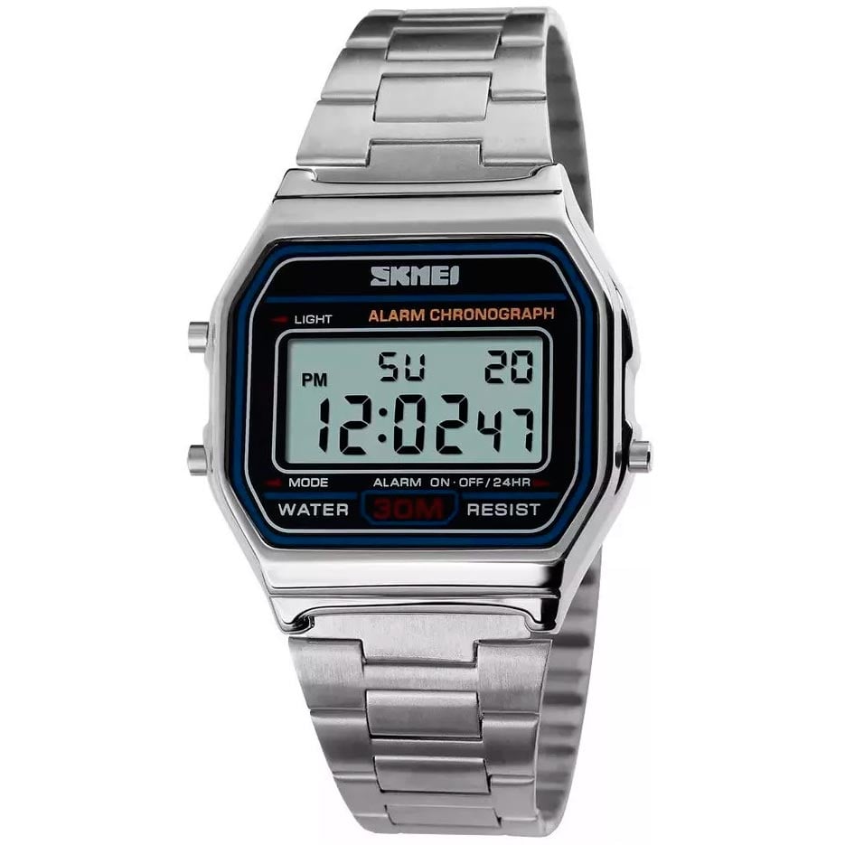 RELOJ SKMEI HOMBRE DIGITAL 1123PB CLASSIC 1123 MULTIFUNCIÓN PLATEADO ACERO - 1