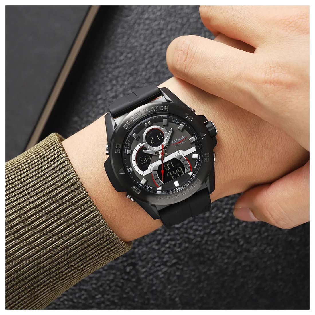 RELOJ HOMBRE SKMEI RACING DUAL DIGITAL 3 HORARIOS MULTIFUNCIÓN 2486 - 5