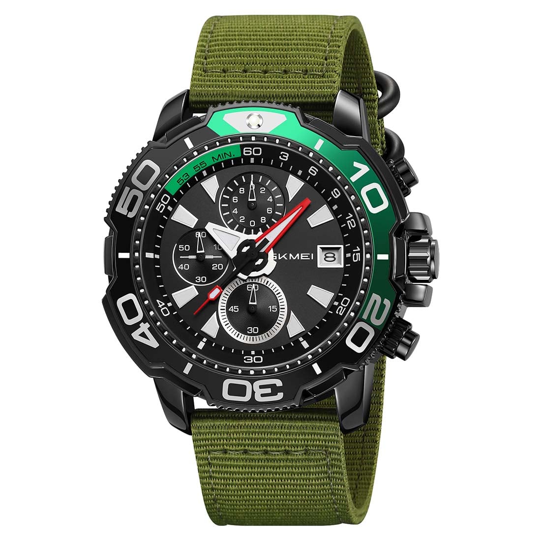 RELOJ HOMBRE SKMEI ADVENTURE ANALÓGICO  CRONÓMETRO FECHA VERDE 9381 - 1