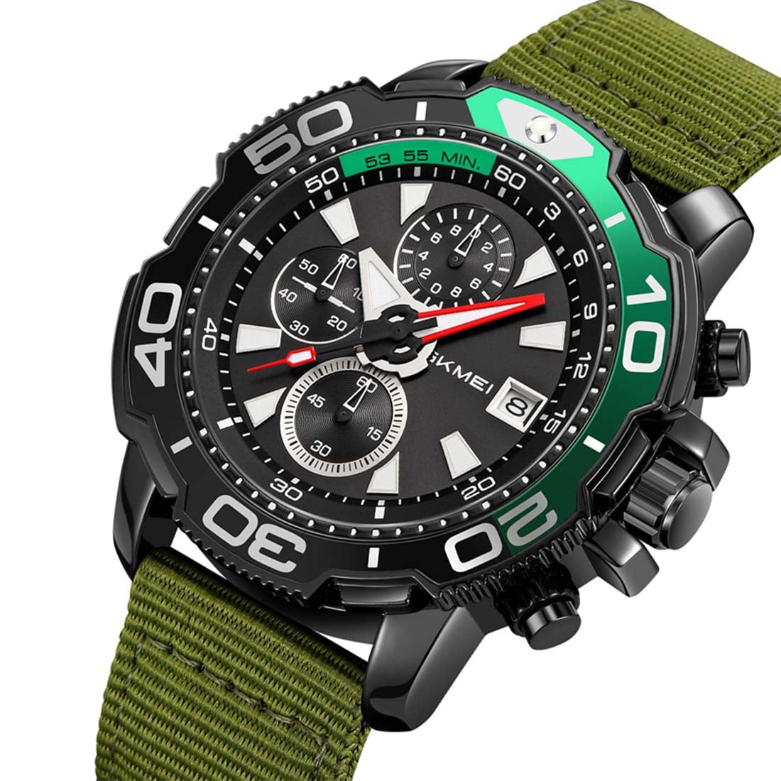RELOJ HOMBRE SKMEI ADVENTURE ANALÓGICO  CRONÓMETRO FECHA VERDE 9381 - 2