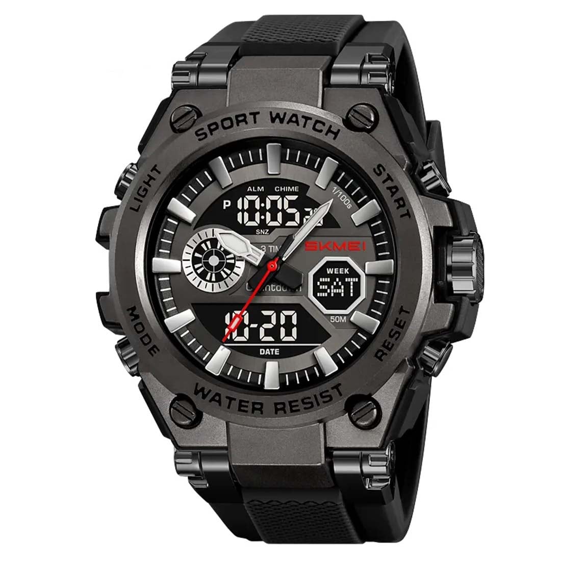 RELOJ HOMBRE SKMEI TANK DUAL DIGITAL 3 HORARIOS MULTIFUNCIÓN 2417 - 1