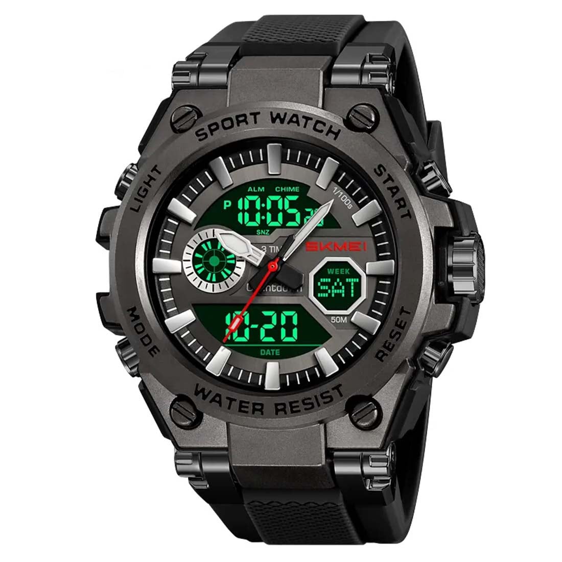 RELOJ HOMBRE SKMEI TANK DUAL DIGITAL 3 HORARIOS MULTIFUNCIÓN 2417 - 2