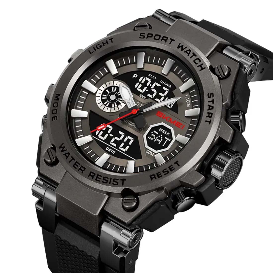 RELOJ HOMBRE SKMEI TANK DUAL DIGITAL 3 HORARIOS MULTIFUNCIÓN 2417 - 3