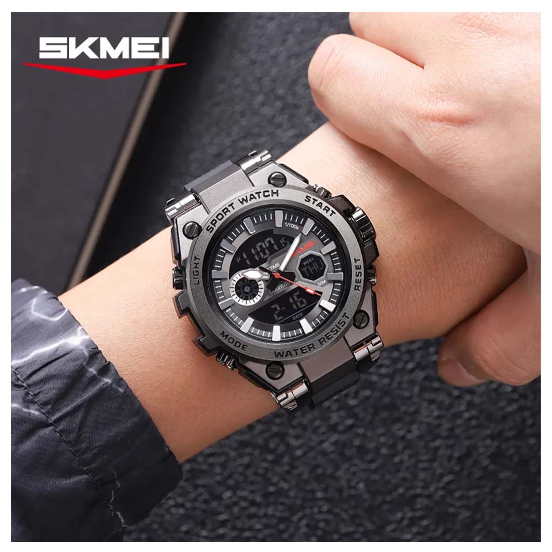 RELOJ HOMBRE SKMEI TANK DUAL DIGITAL 3 HORARIOS MULTIFUNCIÓN 2417 - 6