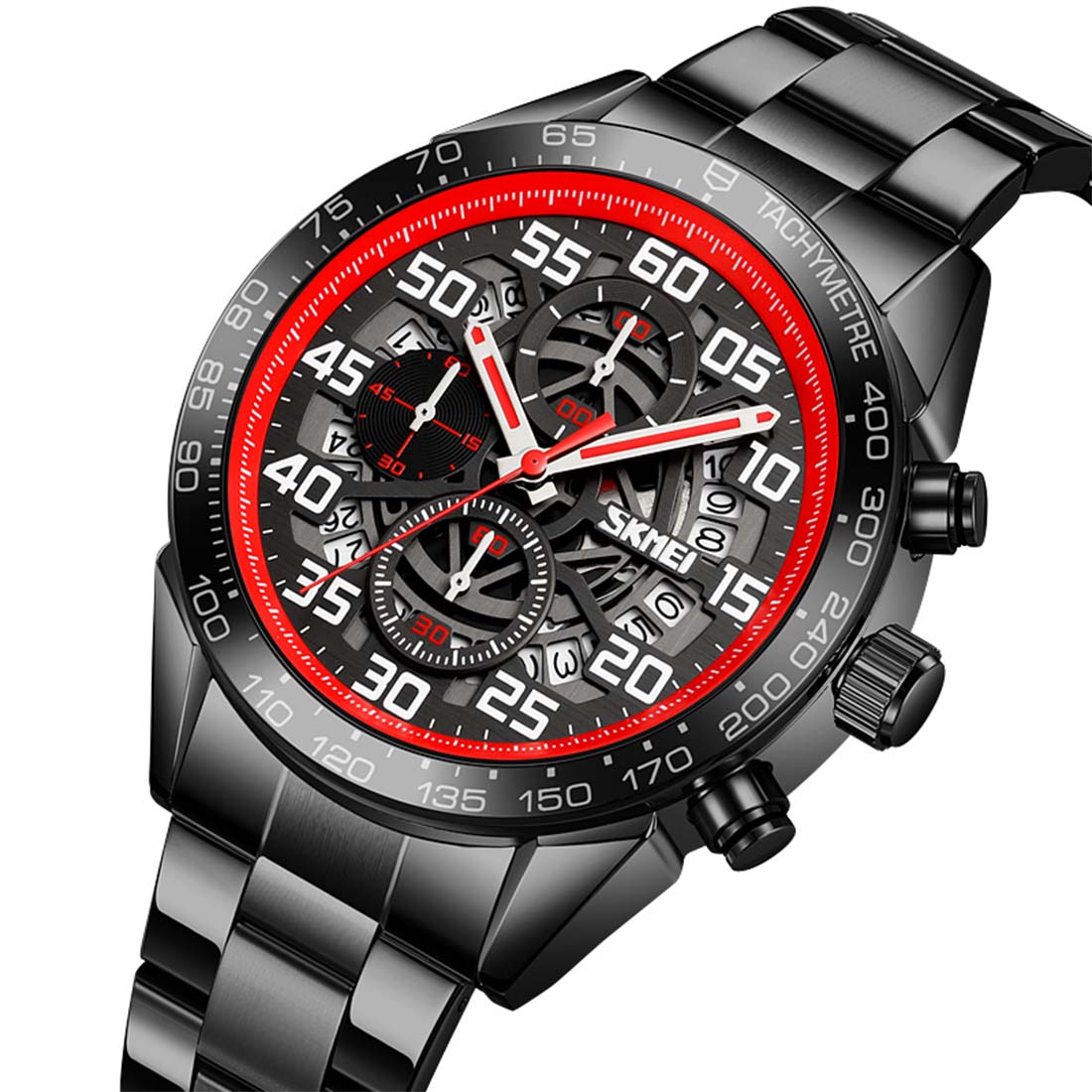 RELOJ HOMBRE SKMEI ENGINE ANALÓGICO CRONÓMETRO FECHADOR ACERO 9338 - 2