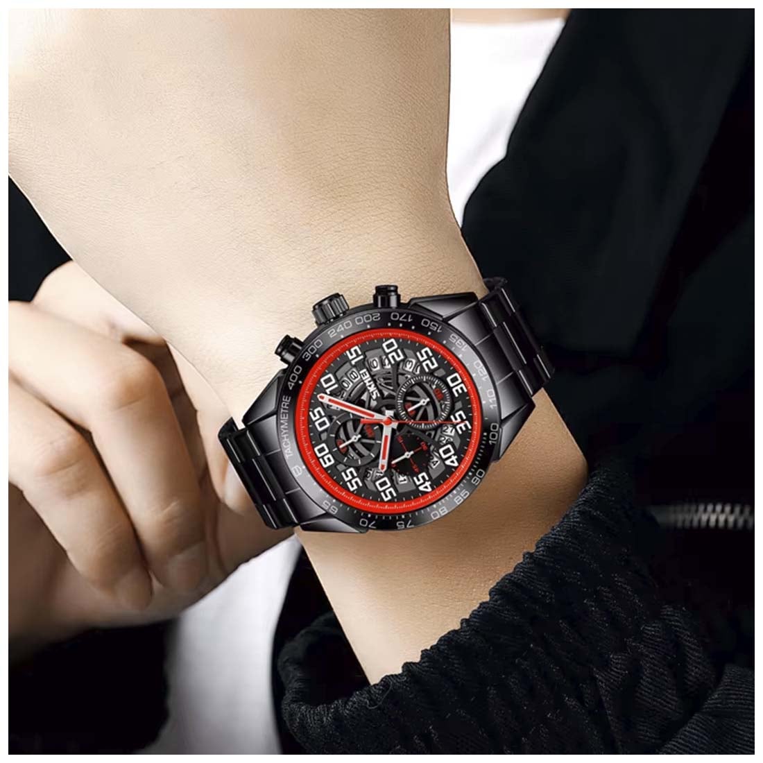 RELOJ HOMBRE SKMEI ENGINE ANALÓGICO CRONÓMETRO FECHADOR ACERO 9338 - 5