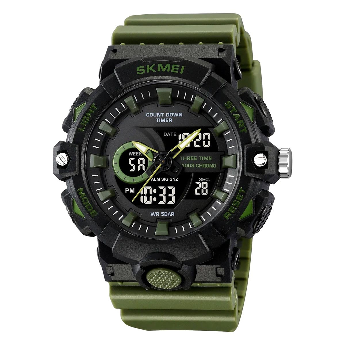 RELOJ SKMEI SHADOW HOMBRE ANALOGICO DIGITAL DEPORTIVO VERDE 2225 - 1