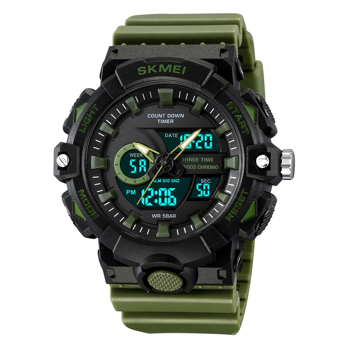 RELOJ SKMEI SHADOW HOMBRE ANALOGICO DIGITAL DEPORTIVO VERDE 2225 - 2