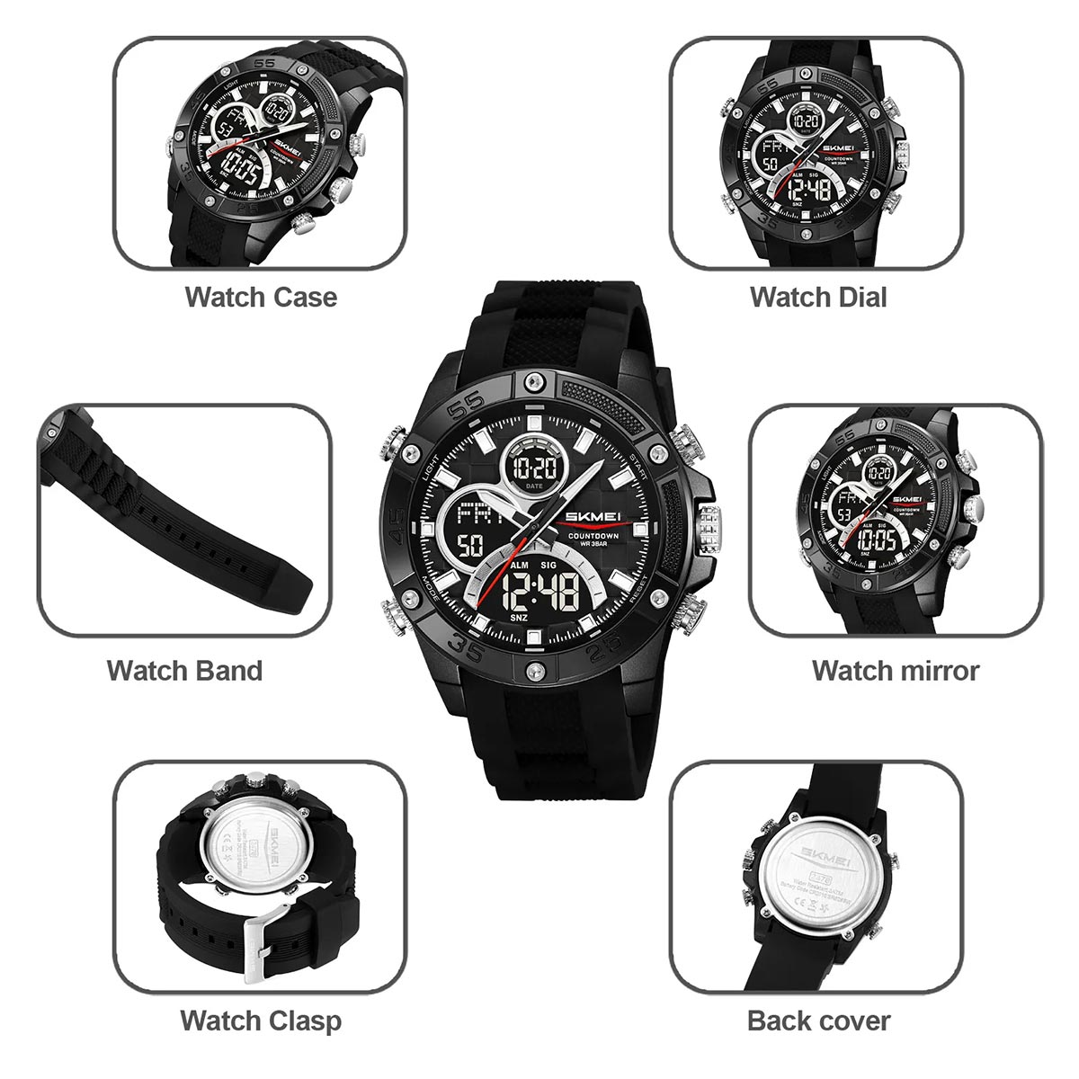 RELOJ SKMEI VECTOR HOMBRE ANALOGICO DIGITAL ALARMA CRONOMETRO 2476 - 7