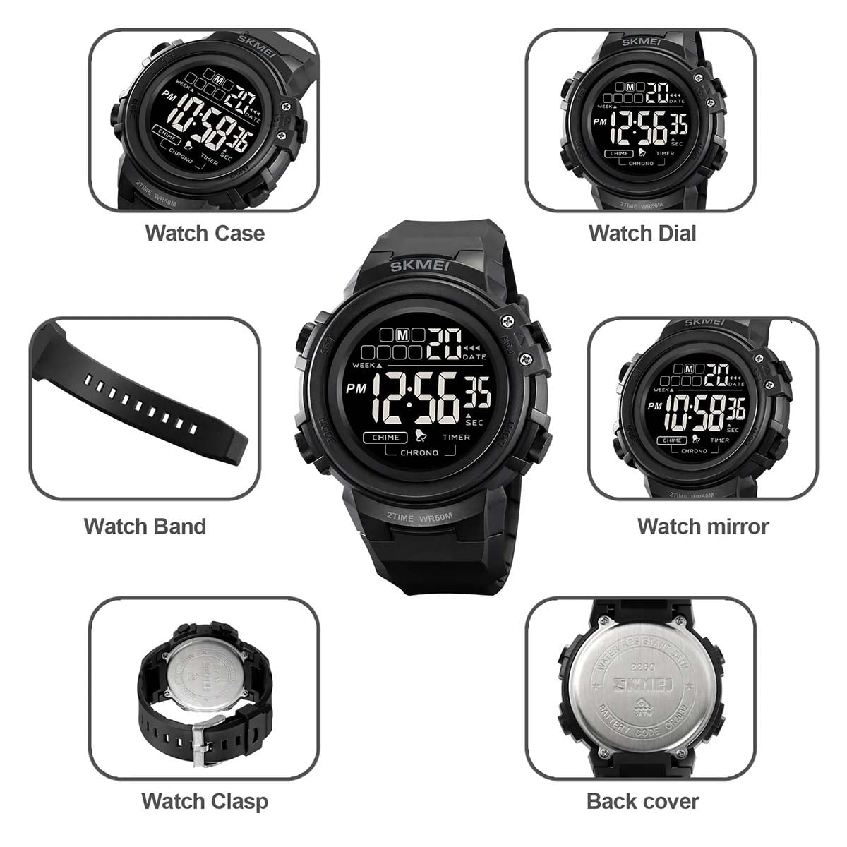 RELOJ SKMEI CHRONO HOMBRE DIGITAL DEPORTIVO DUAL MULTIFUNCION 2260 - 5