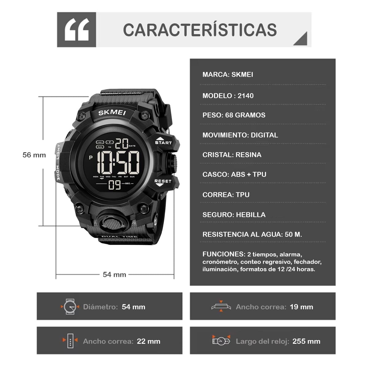 RELOJ SKMEI RANGER HOMBRE DIGITAL DEPORTIVO DUAL MULTIFUNCION 2140 - 5
