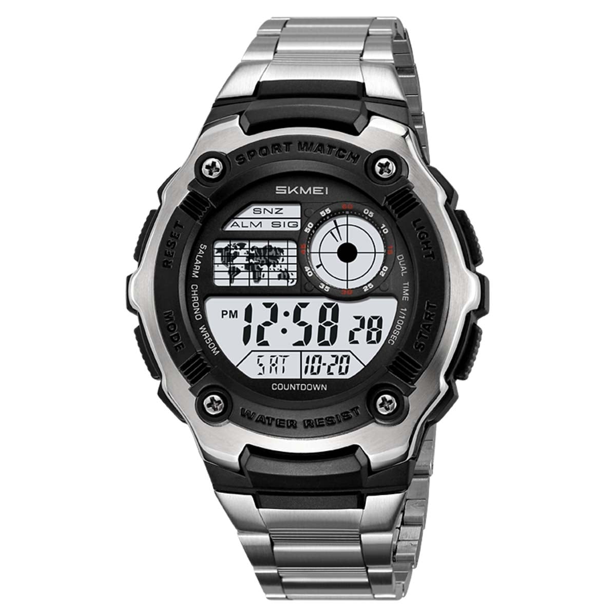 RELOJ SKMEI TERRA HOMBRE DIGITAL DEPORTIVO DUAL LUZ LED ACERO 2473 - 1