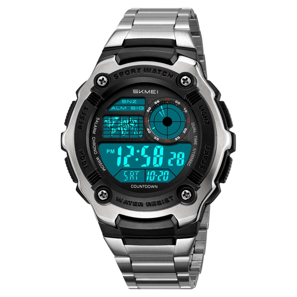 RELOJ SKMEI TERRA HOMBRE DIGITAL DEPORTIVO DUAL LUZ LED ACERO 2473 - 2