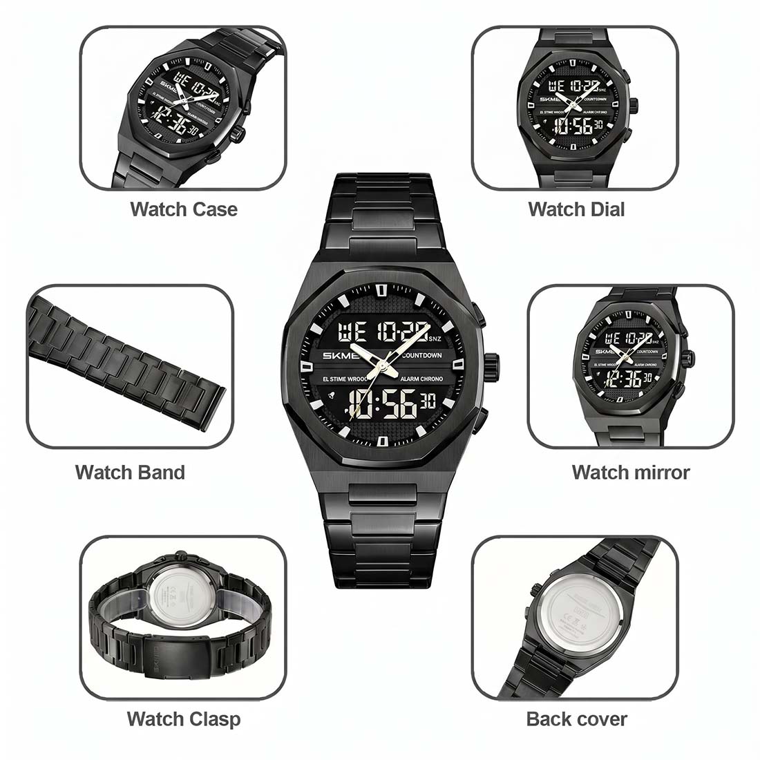 RELOJ SKMEI OCTANE HOMBRE ANA-DIGI CASUAL 3 TIEMPOS MULTIFUNCIÓN 2624 - 9