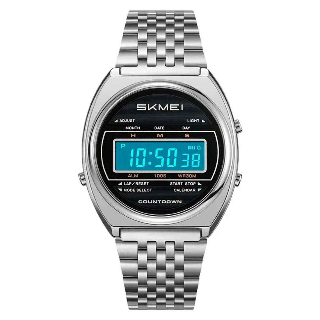 RELOJ SKMEI RETRO HOMBRE DIGITAL CASUAL MULTIFUNCIÓN ACERO PLATA 2653 - 2