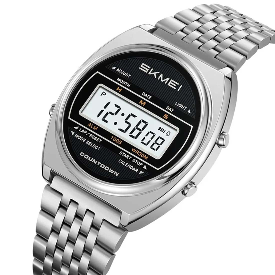 RELOJ SKMEI RETRO HOMBRE DIGITAL CASUAL MULTIFUNCIÓN ACERO PLATA 2653 - 3