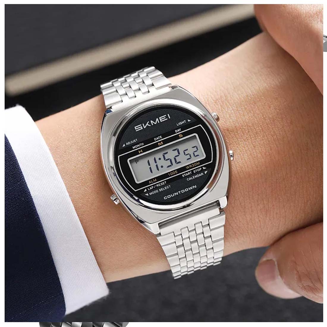 RELOJ SKMEI RETRO HOMBRE DIGITAL CASUAL MULTIFUNCIÓN ACERO PLATA 2653 - 4