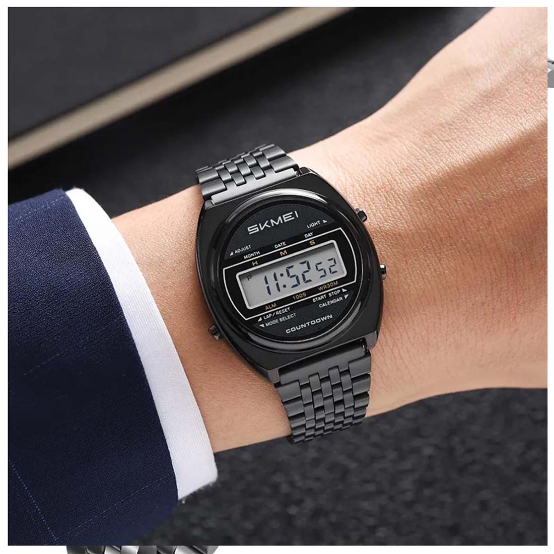 RELOJ SKMEI RETRO HOMBRE DIGITAL CASUAL MULTIFUNCIÓN ACERO NEGRO 2653 - 4