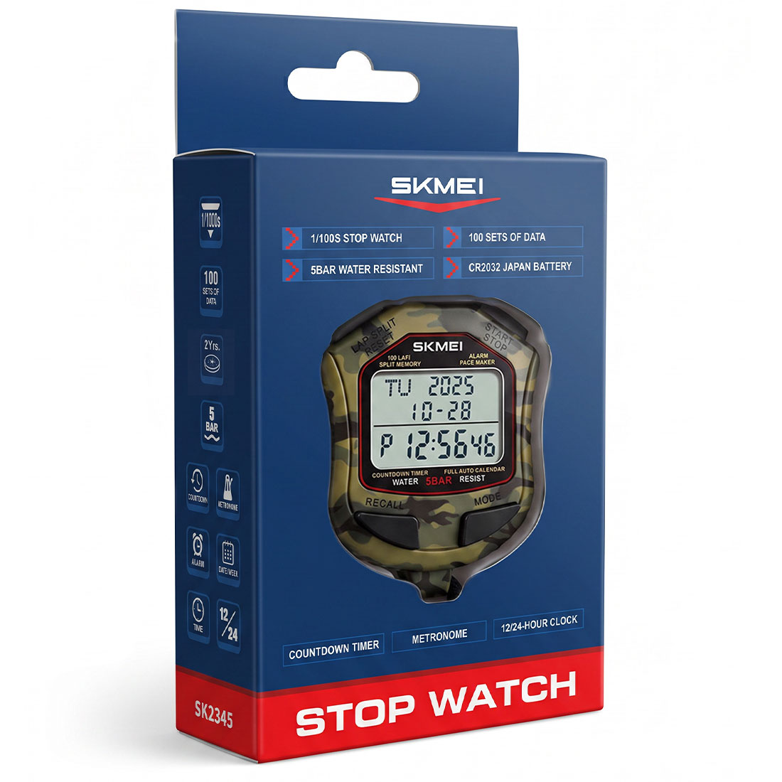 CRONÓMETRO SKMEI DIGITAL TIMER 100 MEMORIAS RANGO 10 HRS VERDE 2345 - 8