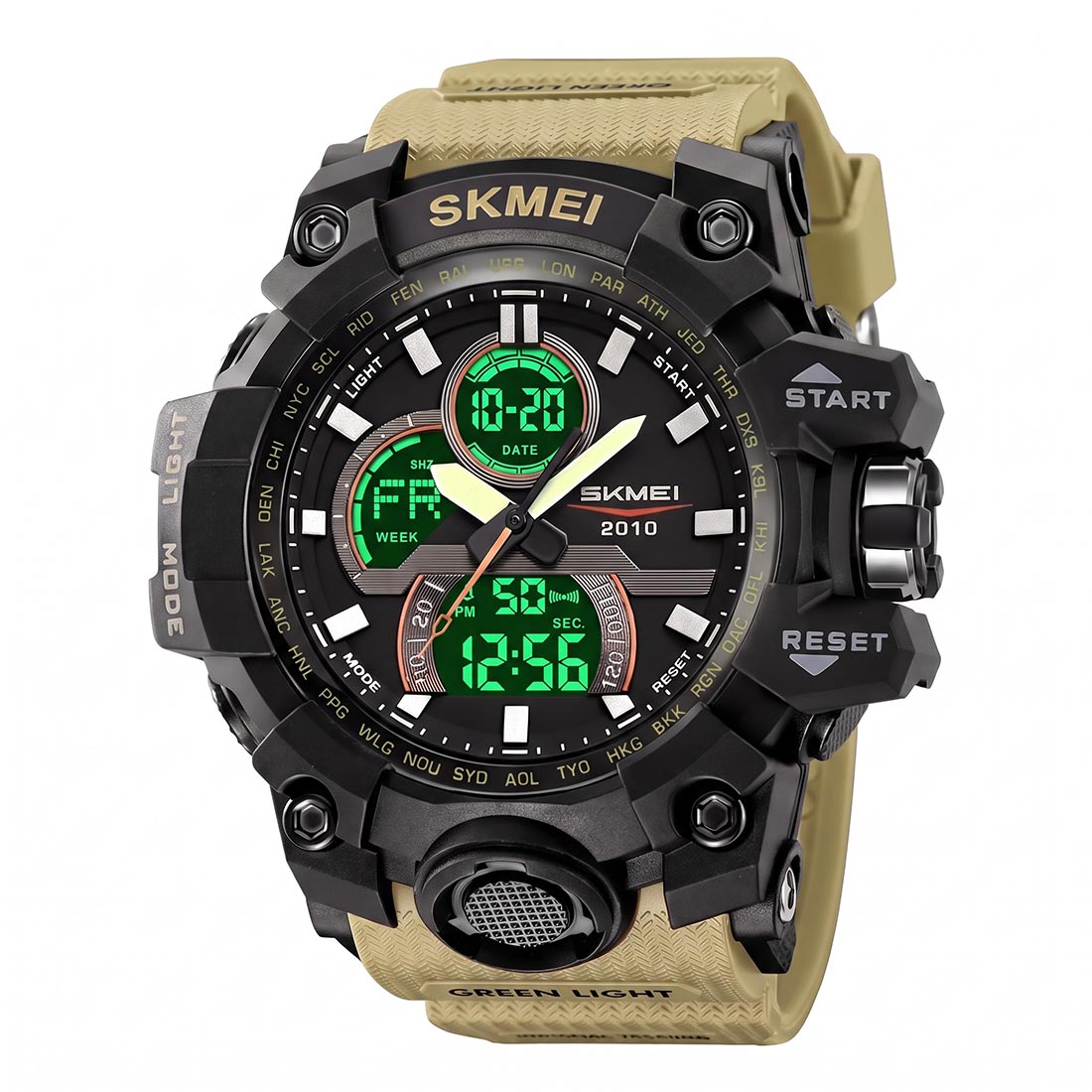 RELOJ SKMEI PROTEUS HOMBRE ANALÓGICO DIGITAL MULTIFUNCIÓN CAQUI 2625 - 2