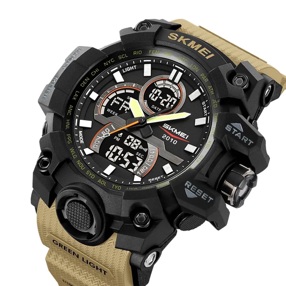 RELOJ SKMEI PROTEUS HOMBRE ANALÓGICO DIGITAL MULTIFUNCIÓN CAQUI 2625 - 3