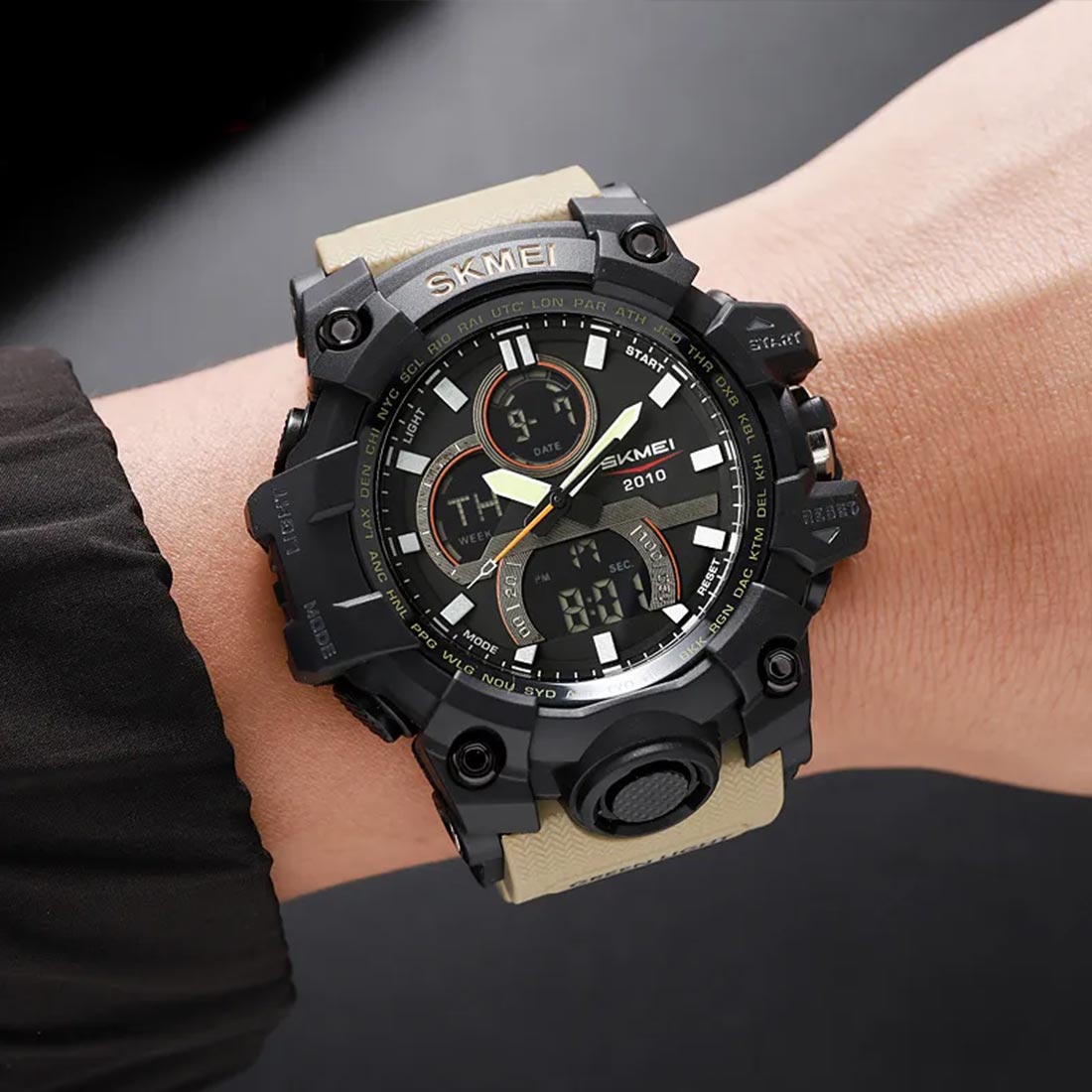 RELOJ SKMEI PROTEUS HOMBRE ANALÓGICO DIGITAL MULTIFUNCIÓN CAQUI 2625 - 6
