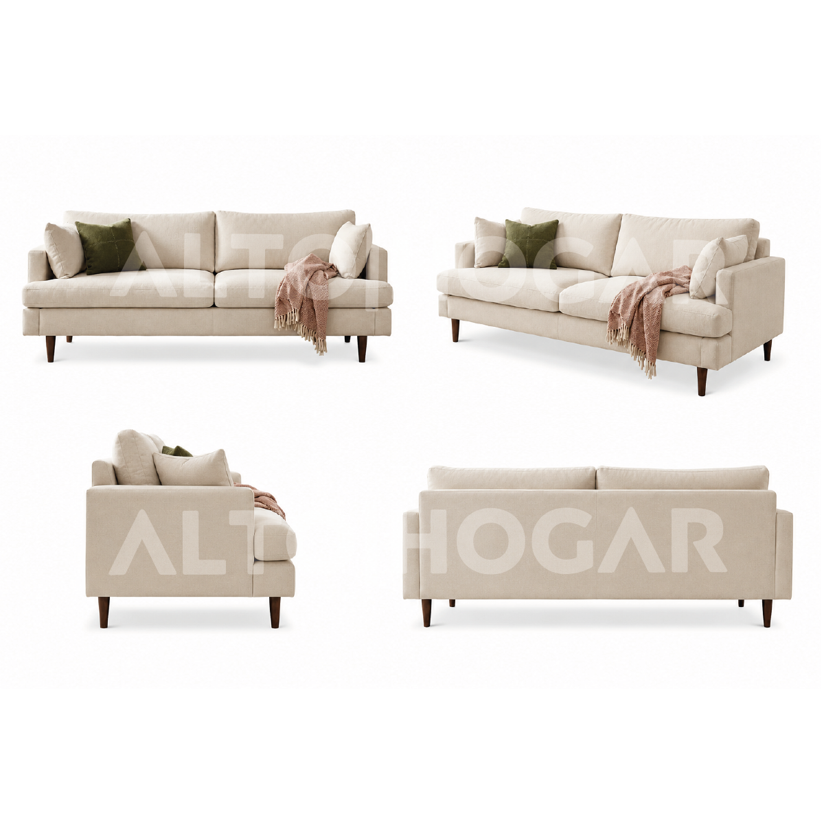 SOFÁ ALTO HOGAR VINTAGE INA 3 CUERPOS CREMA - 3