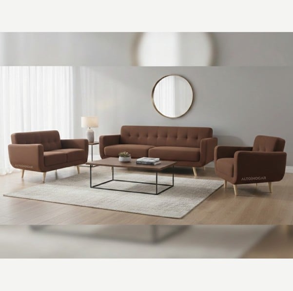 JUEGO DE SALA LINDSEY 3 2 1 BEIGE - TAPIZ ANTIFLUIDO - 1