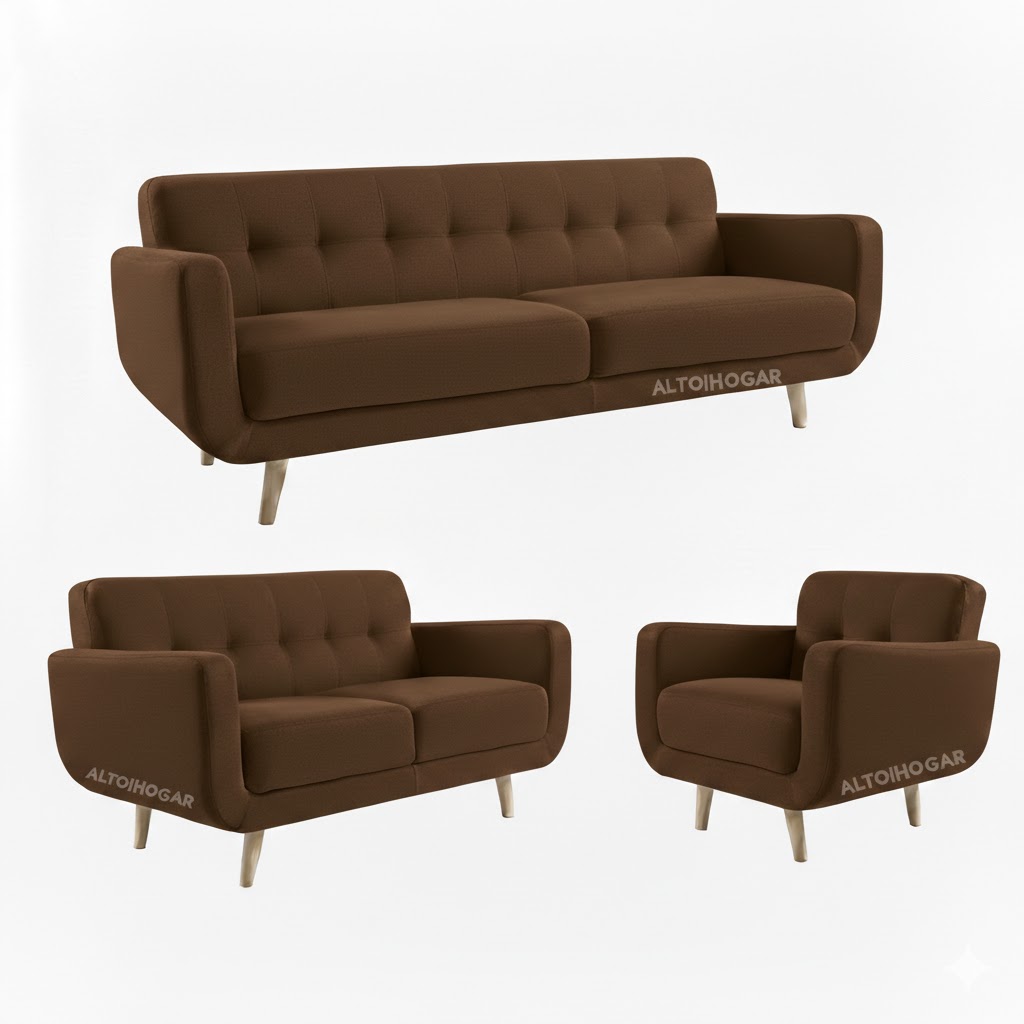 JUEGO DE SALA LINDSEY 3 2 1 BEIGE - TAPIZ ANTIFLUIDO - 2