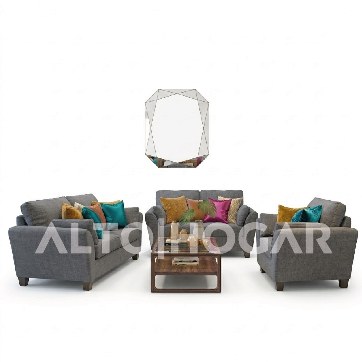 JUEGO DE SALA ISADORA 3 2 1 TAPIZ ANTIFLUIDO BEIGE - 2