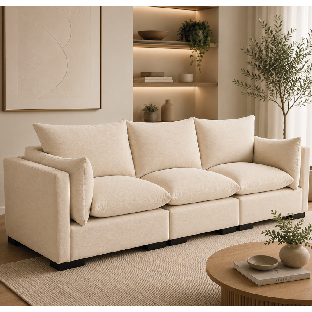 SOFÁ - SALA MODULAR COMFY ALTO HOGAR CREMA - TAPIZ ANTIFLUIDO - 1